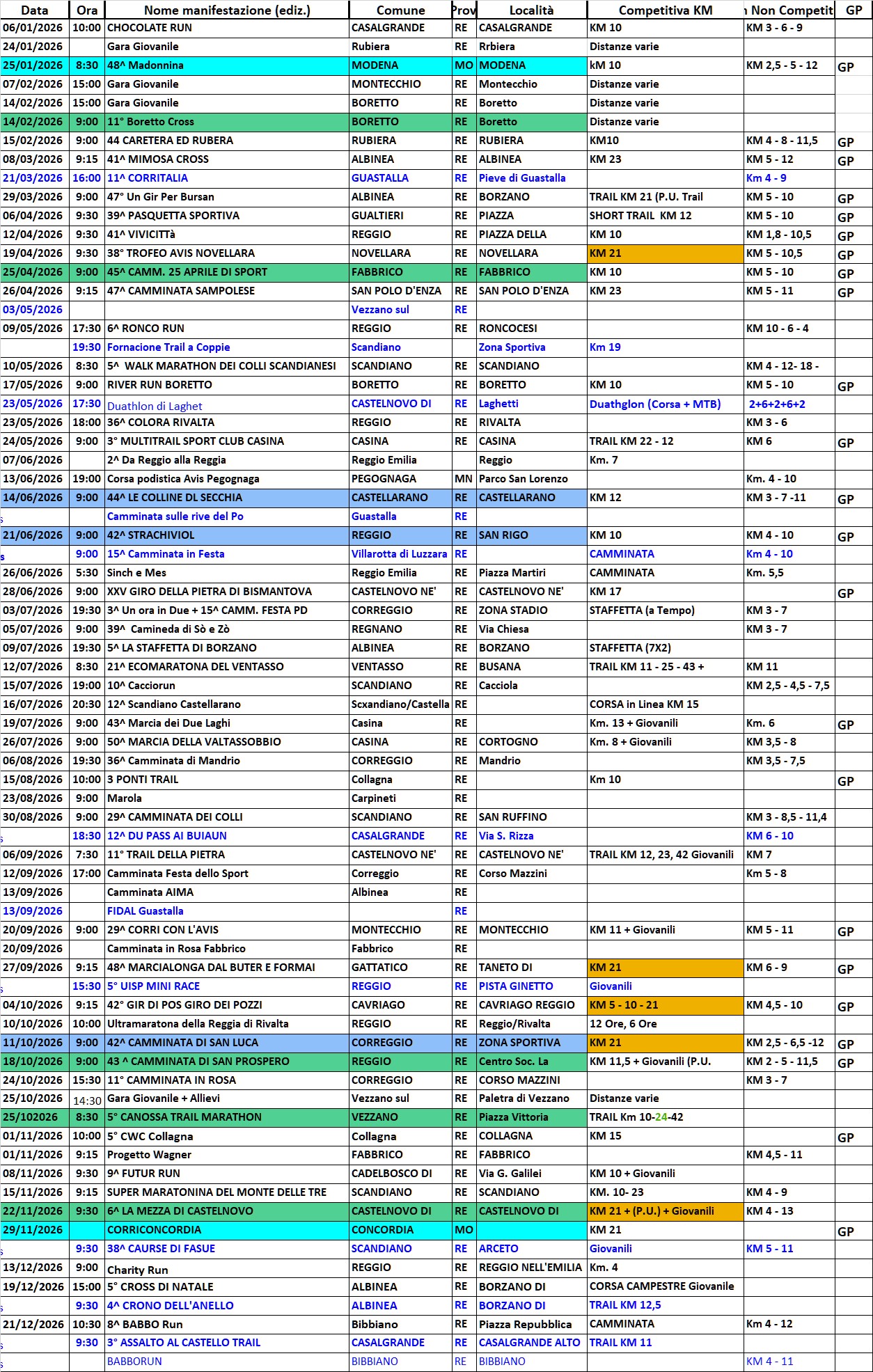 Calendario 2026